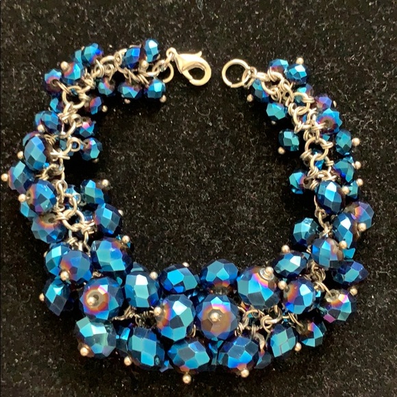 JTV Jewelry - Peacock bead fashion bracelet /silvertone nwot 8”